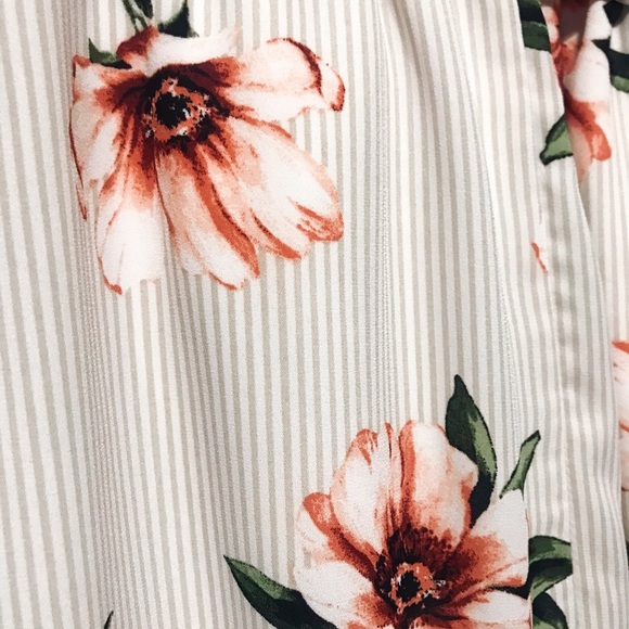 Ruffle Sleeve Floral Striped Surplice Dress - Picture 2 of 9